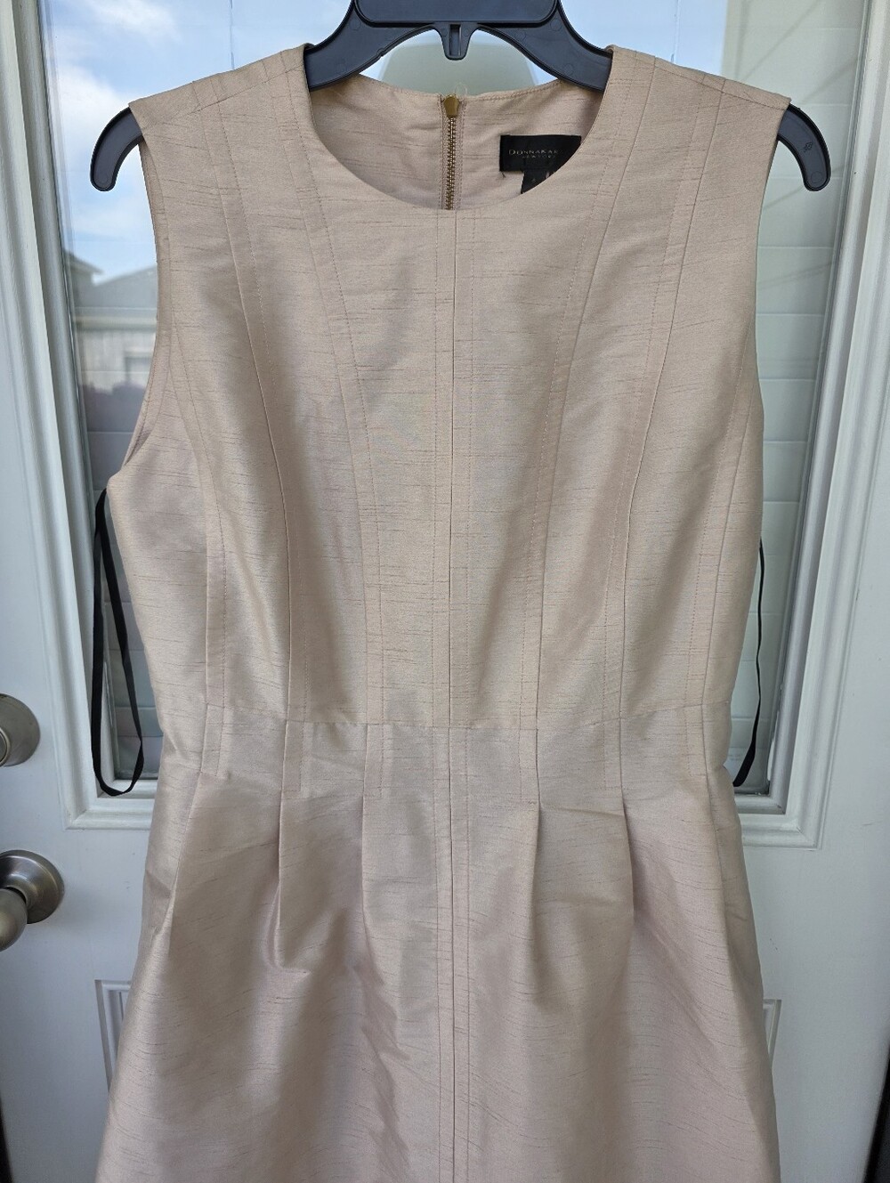 NWT Donna Karan New York Champagne Metallic Sheath Dress Silk Blend Size 8 $249 - Picture 5 of 13